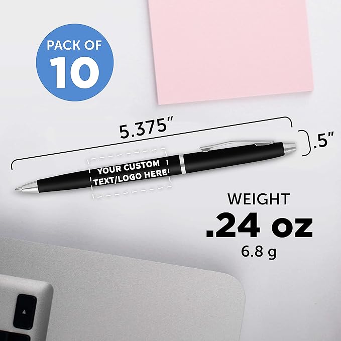 DISCOUNT PROMOS Custom Langham Ballpoint Pens Set of 10, Personalized Bulk Pack - Image 5