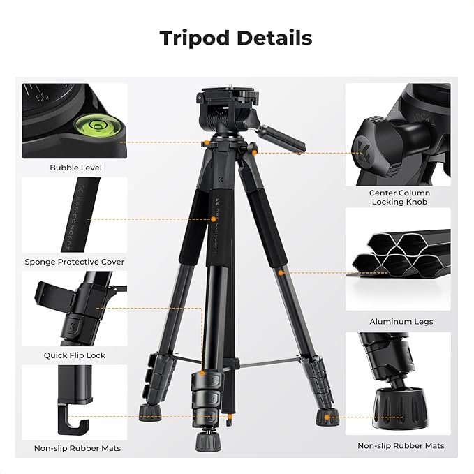 K&F Concept Camera Tripod, Cellphone Clip - Image 9