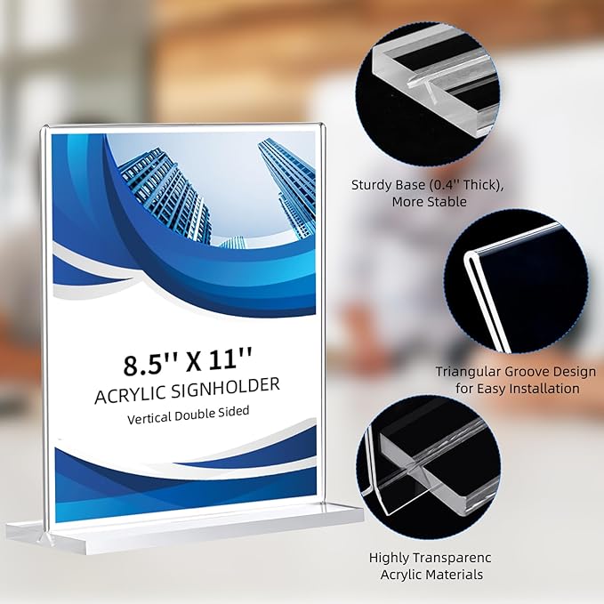 12 Pack Acrylic Sign Holder 8.5 x 11, Double-Sided Clear Sign Holder Plastic - Image 5