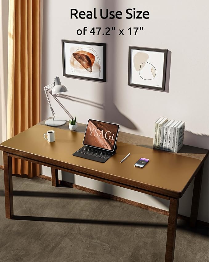 YSAGi Leather Desk Pad Protector, Office Desk Mat, Large Mouse Pad, Non-Slip PU - Image 2