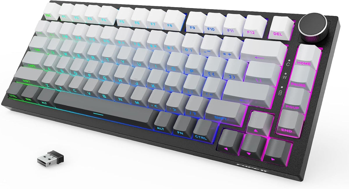 Wireless Mechanical Backlit Gaming Keyboard with Knob,Hot Swappable,Grey