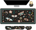 Large Mouse Pad and Keyboard Wrist Rest, Desk Pad for Keyboard and Mouse, Gaming Mousepad with Wrist Support, Non-Slip Desk Mat for Home Office, Black Butterfly Flower