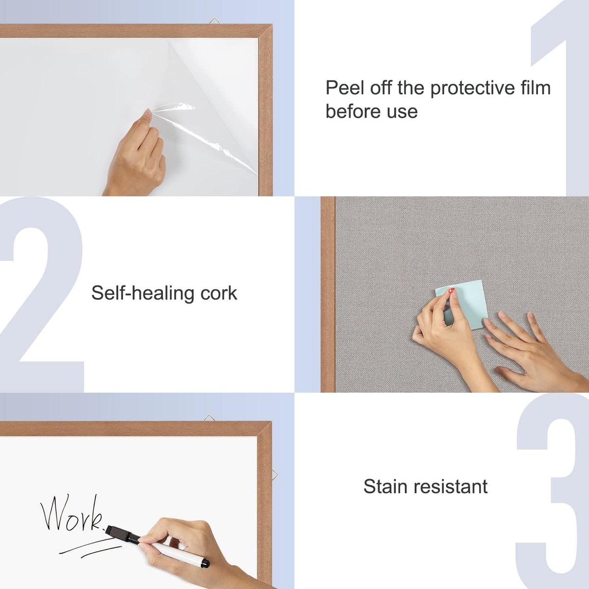 Grey Felt Bulletin/Dry Erase White Combo Board, 36" X 24“ Combination Wh...
