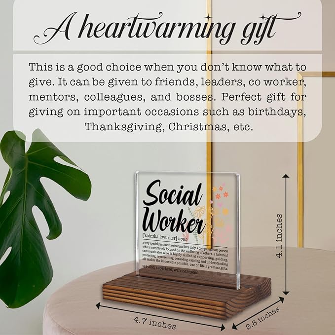 Social Worker Gifts, Thank You Desk Sign - Image 4