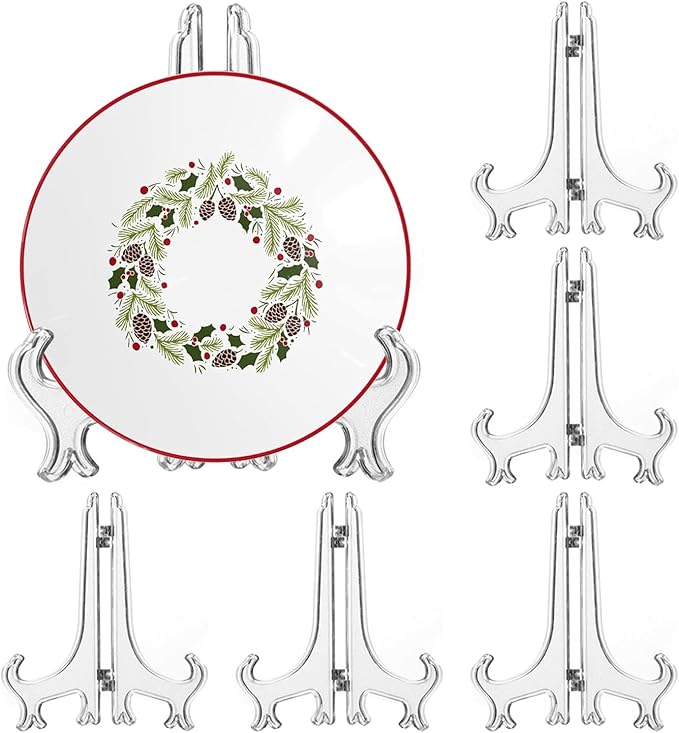 LonlyEagle 6 Pack 8 Inch Clear Plastic Easels or Stand/Plate Holders to Display by LonlyEagle