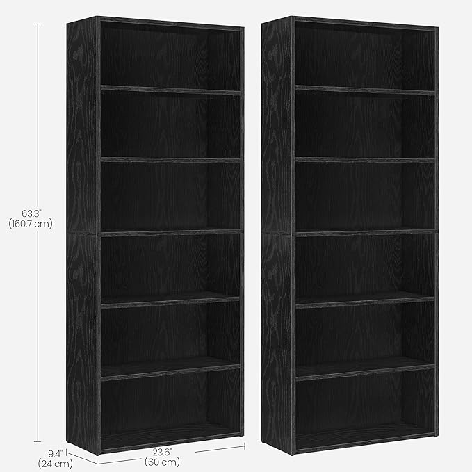 VASAGLE Set of 2 Bookshelves, 23.6 Inches Wide, 6-Tier Open Bookcases - Image 3