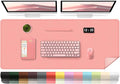 Sweet Pink Leather Desk Pad, 47.2'' x 23.6'', Suede Base Sewing Desk Blotter by BLESWIN