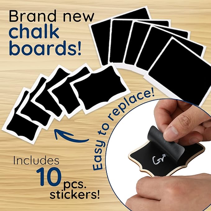 Mini Chalkboard Signs, 20 Pack Framed Small Chalk Board Food Labels - Image 5