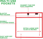 Magnetic Dry Erase Pockets by Two Point (6-Pack) - Landscape - Clear Dry Erase Pocket Sleeves, Job Shop Ticket Holders, Clear Paper Sleeves Protectors, Magnetic Pouch