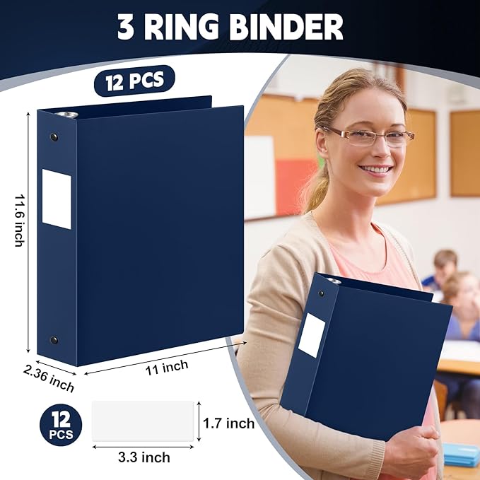 Henoyso 12 Pcs 3 Ring Binder 2 Inch Round Fits Letter Size 8.5'' x 11'' Paper - Image 2