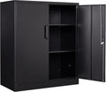 Metal Storage Cabinet Locked Steel Cabinet with 2 Adjustable Shelves,Office Cabinet Locking Tool Cabinets,Kitchen Storage Cabinets Metal Locker Small Counter Height Storage Cupboard 36" H