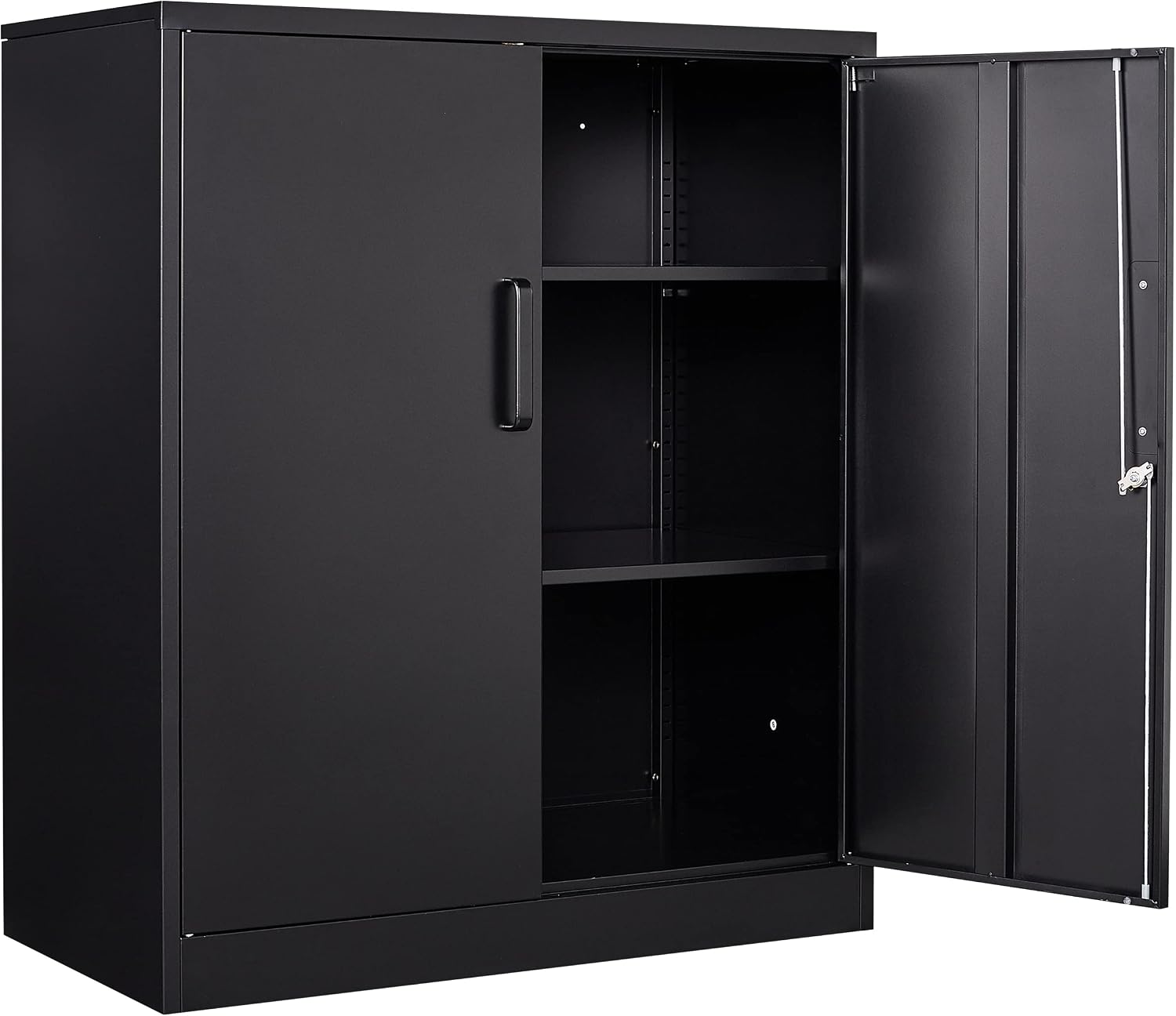 Metal Storage Cabinet Locked Steel Cabinet with 2 Adjustable Shelves,Office Cabinet Locking Tool Cabinets,Kitchen Storage Cabinets Metal Locker Small Counter Height Storage Cupboard 36" H