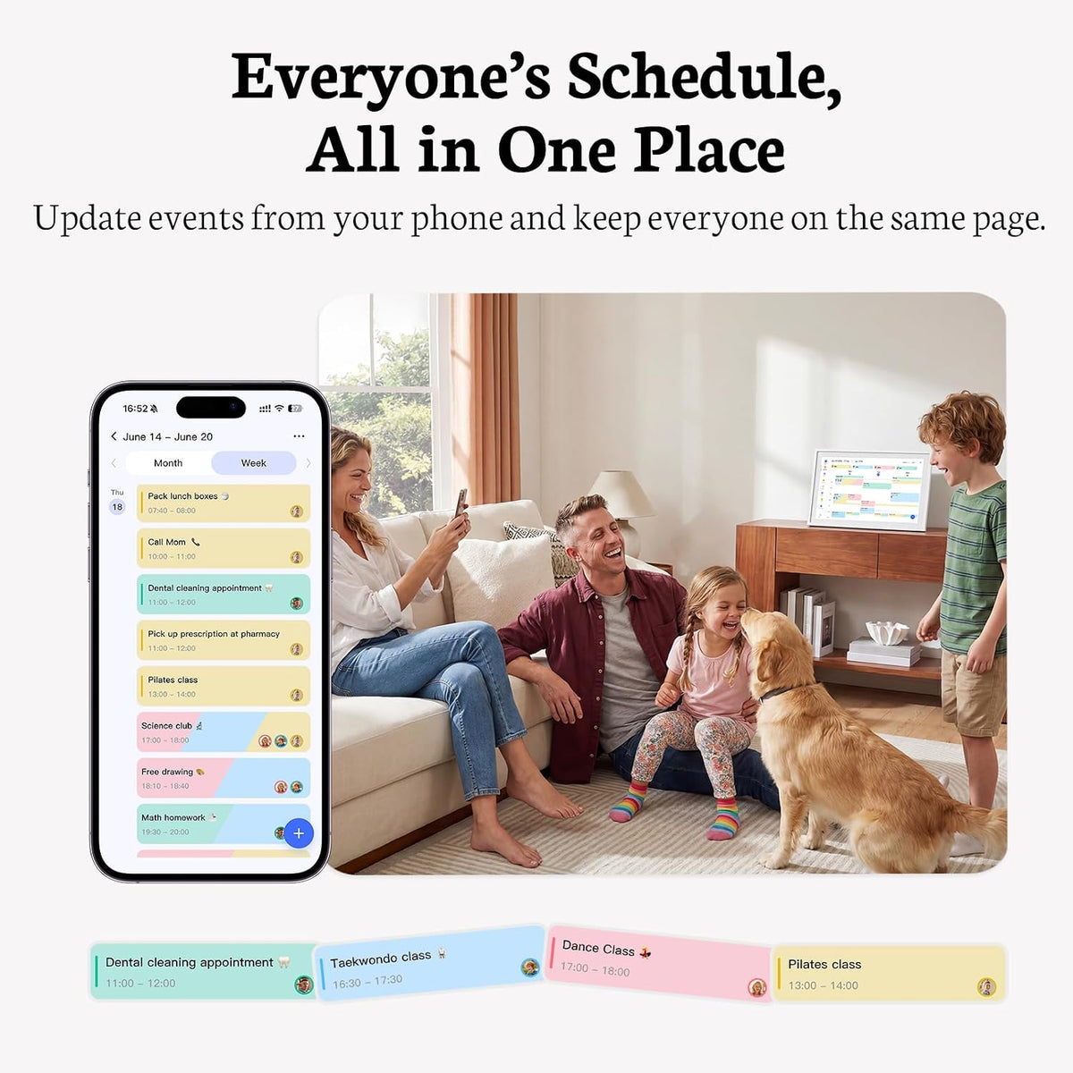 BSIMB 15.6" Digital Family Calendar & Chore Chart, No Subscription Fees