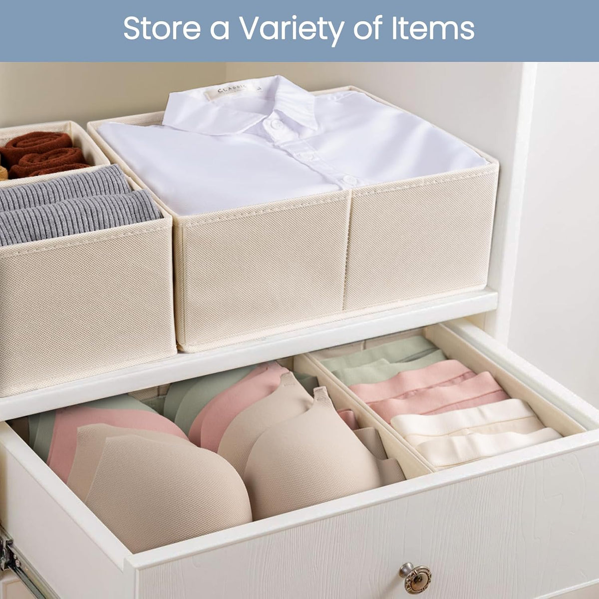 Criusia Drawer Organizer Clothes, 24 Pack Underwear Drawer Organizers, Foldab...