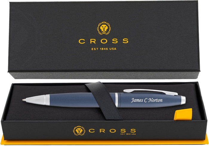 Cross Calais Personalized Ballpoint Pen in Matte Blue with Chrome Trim
