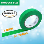 Bligo 10 Pack Green Painters Tape 1 Inch x 55 Yards, Medium Adhesive Masking - Image 2