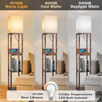 RUNTOP Floor Lamp with Shelves, Shelf Floor Lamp with Wireless Charger & 2 - Image 3