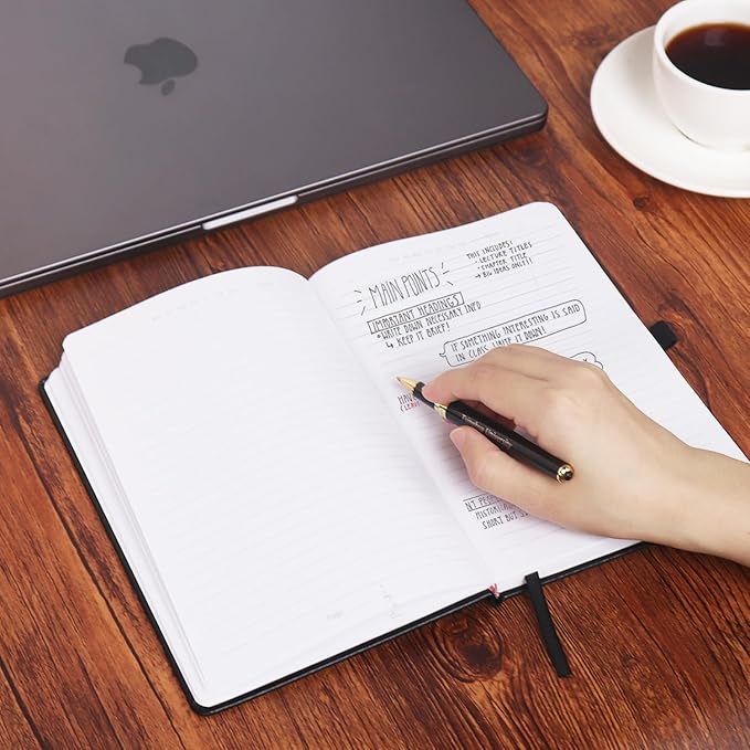 KODAPAGE Black A5 Liend Journal Notebook, 7mm College Ruled Notepad, Journaling - Image 7