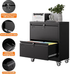 METAN Upgrade 2 Drawers Lateral File Cabinet on Wheels, Steel Office Filing - Image 4
