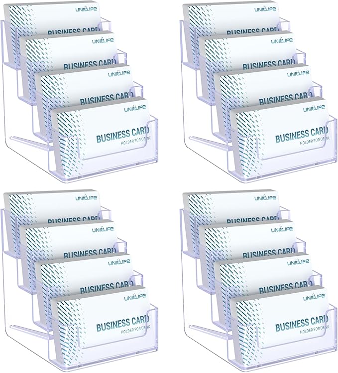 Uniclife 4 Pack Acrylic Business Card Holder by UnicLife