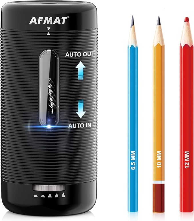 AFMAT Electric Pencil Sharpener, Fully Automatic Pencil Sharpener, Auto in & Out by AFMAT