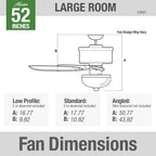hunter builder deluxe, indoor, ceiling fan, pull chain, front angle view