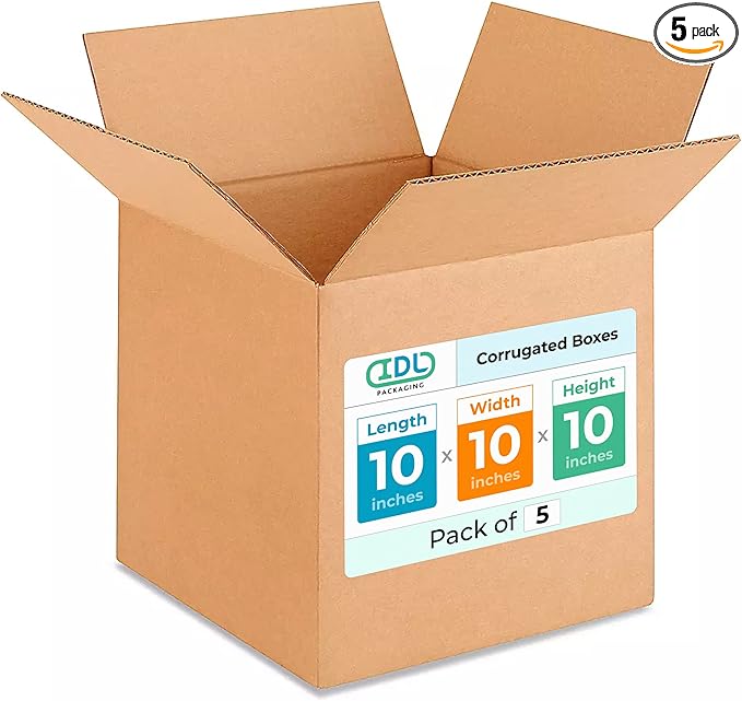 IDL Packaging Cube Corrugated Shipping Boxes 10"L x 10”W x 10"H by IDLPackaging