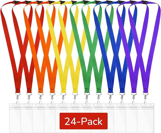 24-Pack Rainbow Breakaway Lanyards by WEZEBEL