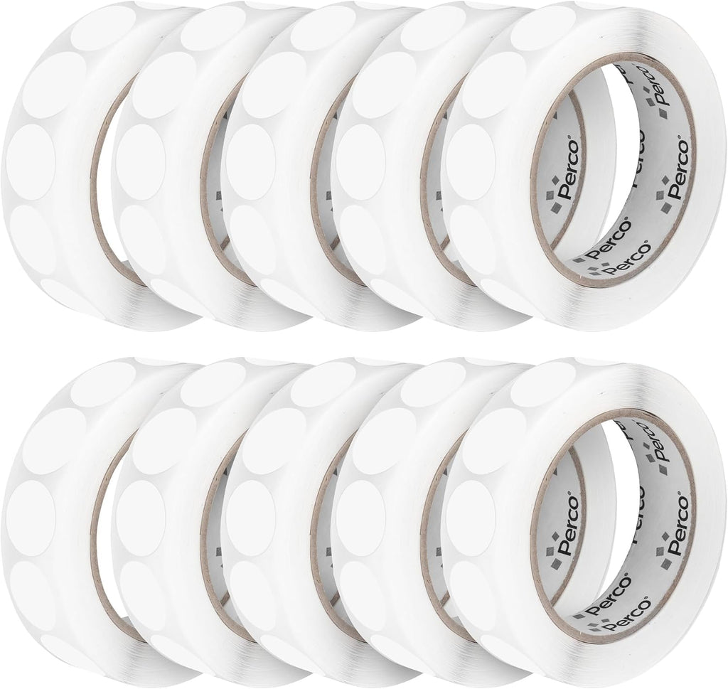 Perco Clear 1-Inch Perforated Circle Dot Sticker Labels — 10 Rolls, 000 Round
