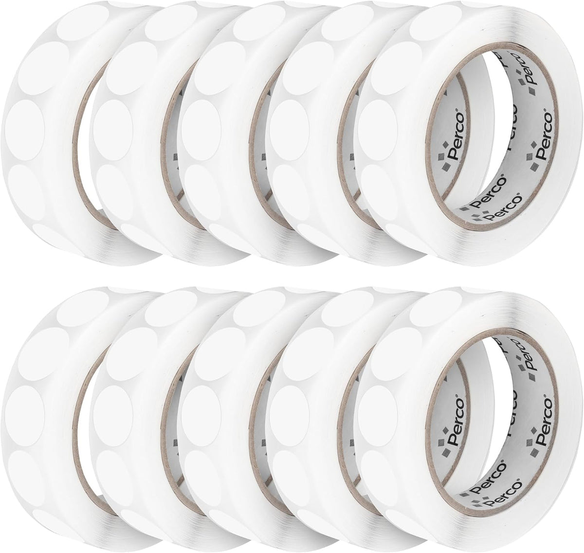 Perco Clear 1-Inch Perforated Circle Dot Sticker Labels — 10 Rolls, 000 Round