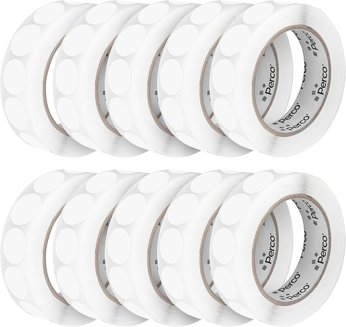 Perco Clear 1-Inch Perforated Circle Dot Sticker Labels — 10 Rolls, 000 Round by Perco