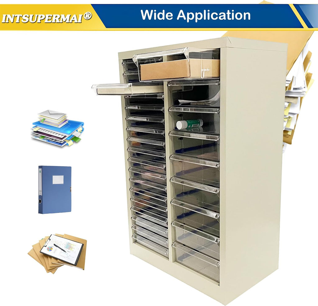 INTSUPERMAI Steel Mobile File Cabinet Combo - Partition Storage Organizer 27-Drawer for Office Home Salon, Books Toys Supplies (9M+18S Drawers)