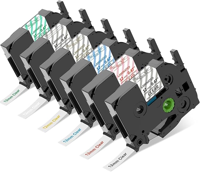 COLORTY Replacement for Brother P-Touch Label Maker Tape TZe 12mm 0.47 Clear by COLORTY