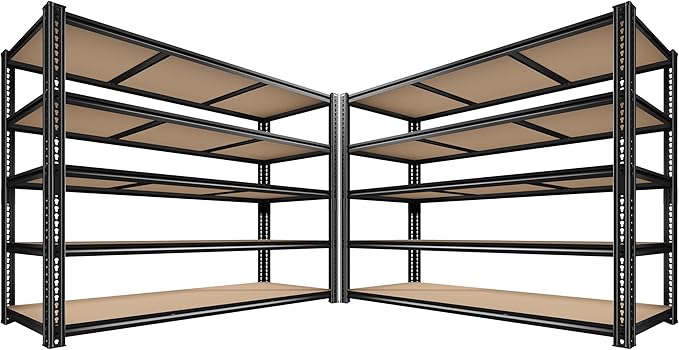 ROOMFAVE 3500LBS Garage Shelving 60" W Metal Shelving 72" H Storage Shelves by RoomFave-organizeyourjoy