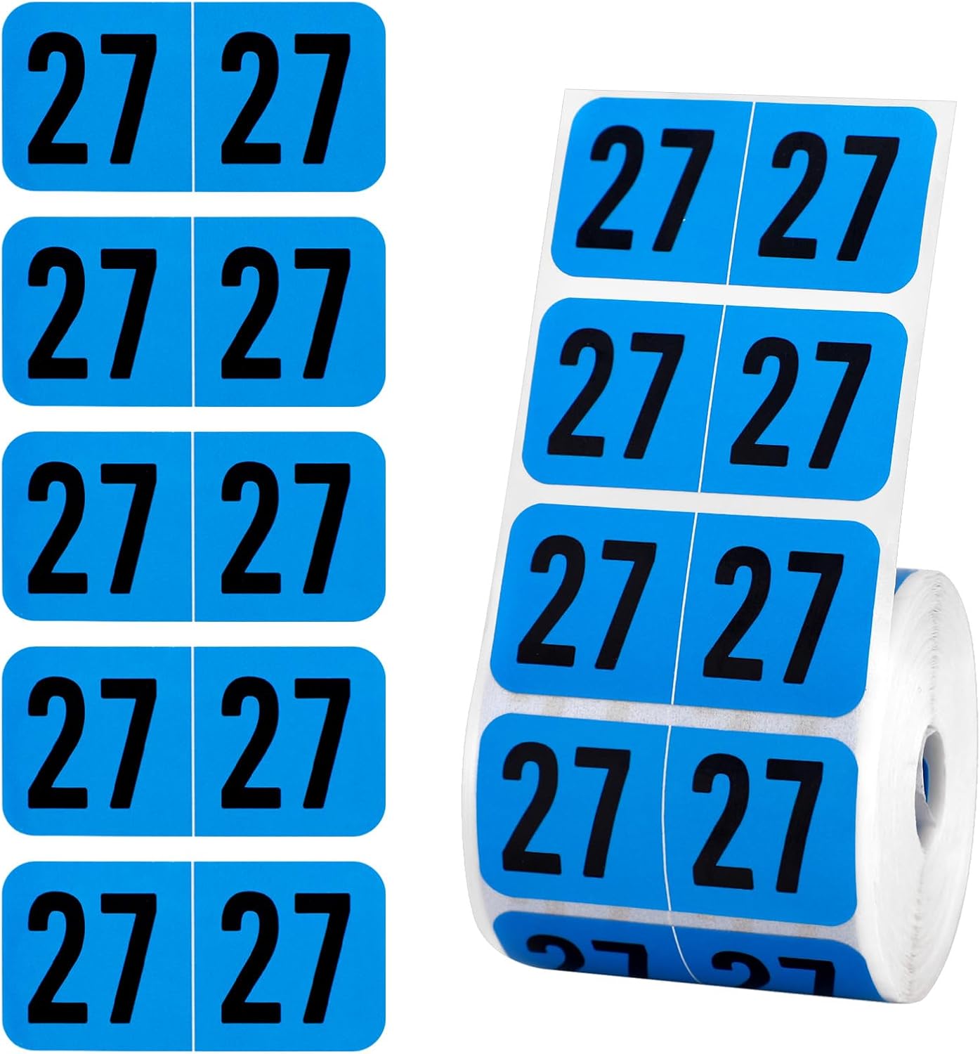 500pcs 2027 Year Labels, 3/4x1-1/2in Stickers (Blue) | Self-Adhesive File Folder Stickers Color Coded Number Labels Chart Number Stickers for Office Supplies
