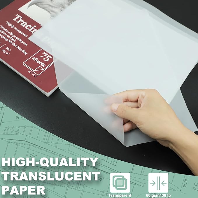 Tracing Paper 8.5x11 inch, 100 Sheets Transparent Vellum Paper - Image 3