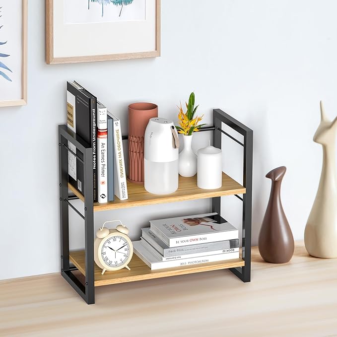ART-GIFTREE Office Desk Shelf Organizer, Wood Desktop Bookshelf Supplies - Image 2