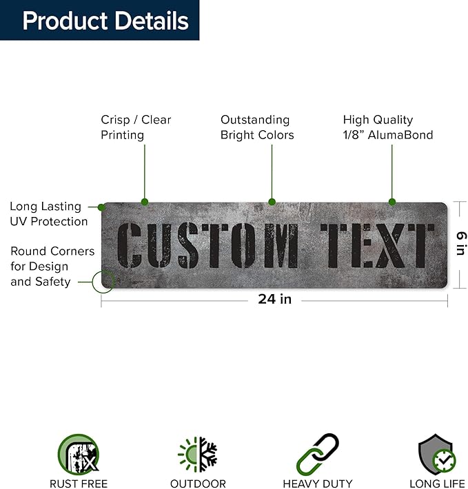 Custom Sign, Custom Street Sign, 11 Font Colors, 13 Font Styles, 4 Hole Options - Image 6