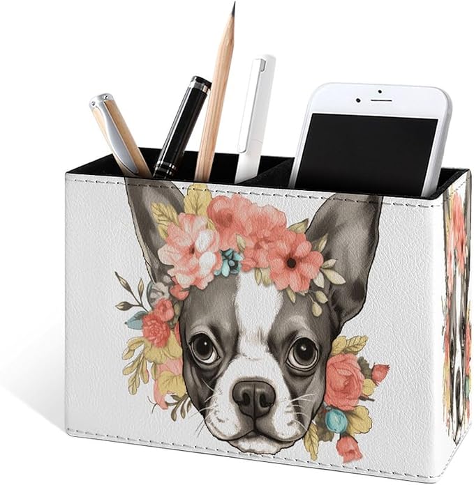 Famame Flowers on Bulldog Head Pencil Holder - Image 2