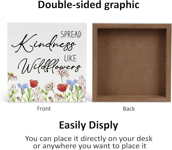 3 Pcs Inspirational Wood Box Sign Set, 5x5 Inches Motivational Quotes Wooden - Image 4