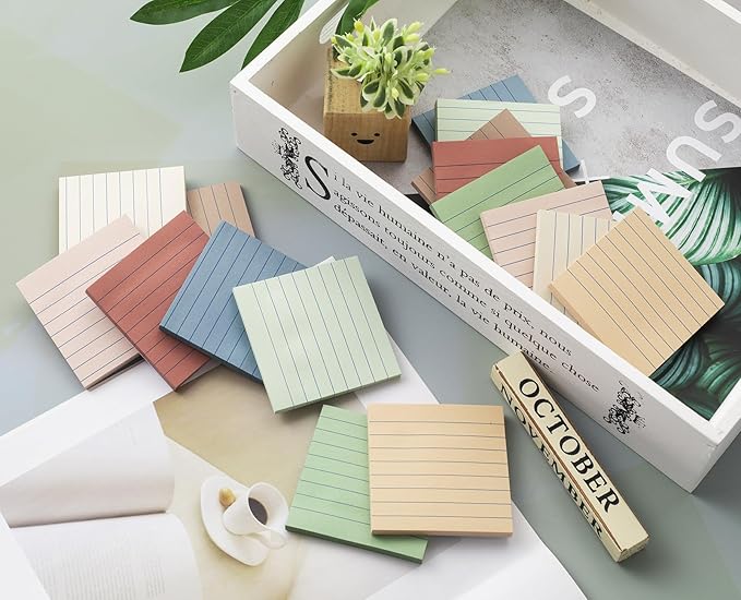 Lined Sticky Notes 3x3 in Ruled Stickies Super Sticking Power Memo Pads Vintage - Image 5
