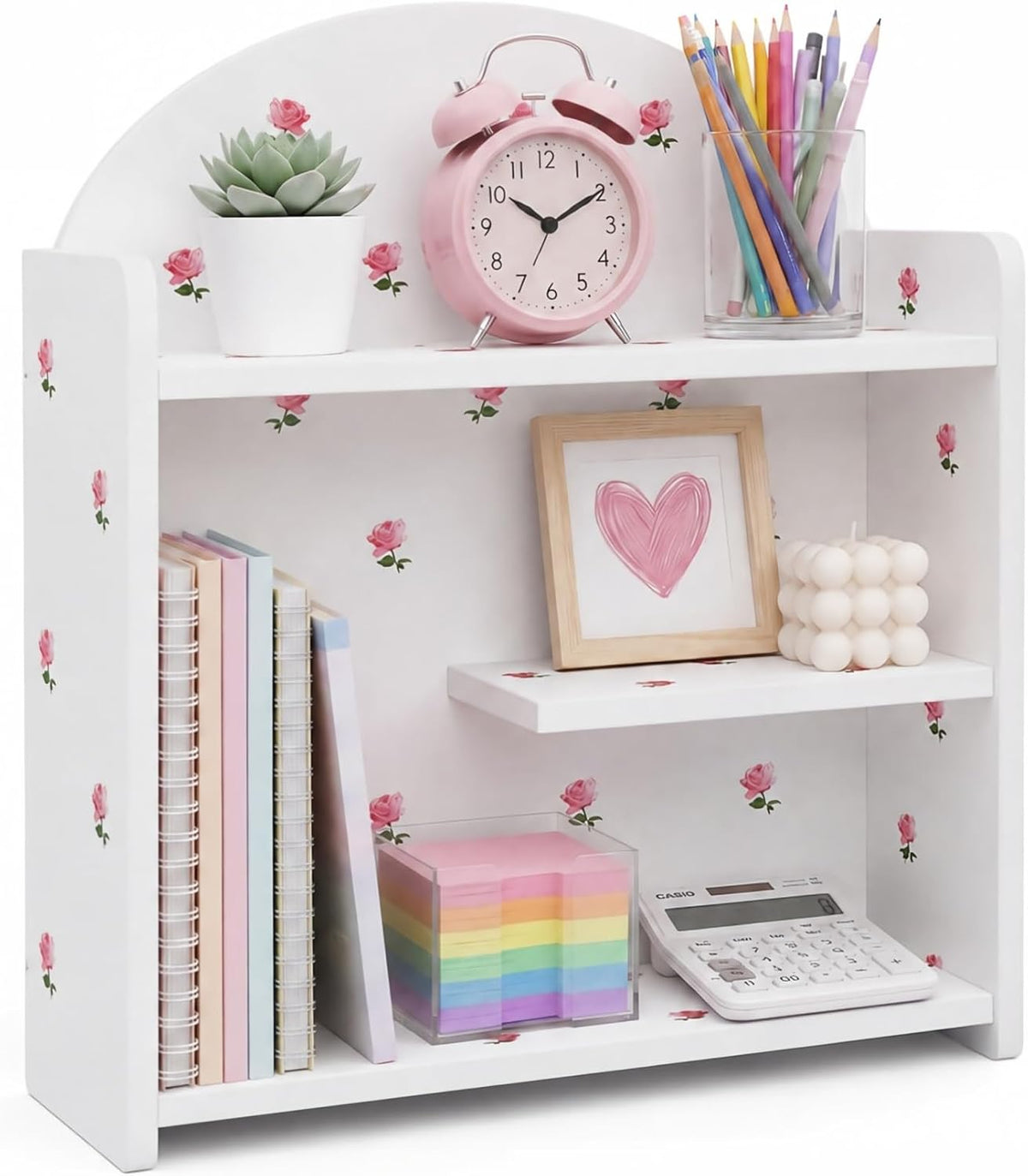 cute desk organizer, back to school accessories white shown in use