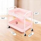 Ufriandz Pink 2 Tier Rolling Cart Metal - Image 5