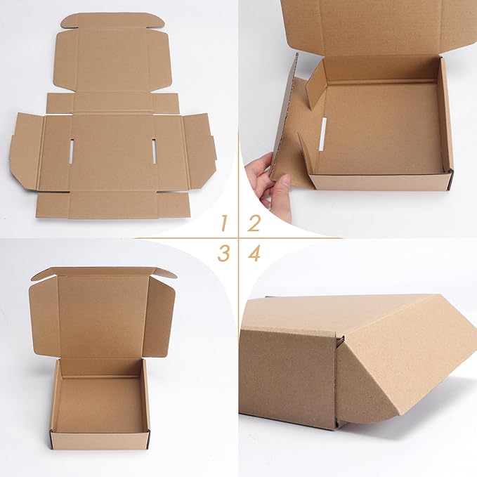 PHAREGE 6x6x2 inch Shipping Boxes Bulk 25 Pack Brown, Tab Lock Tuck Top Mailer - Image 7
