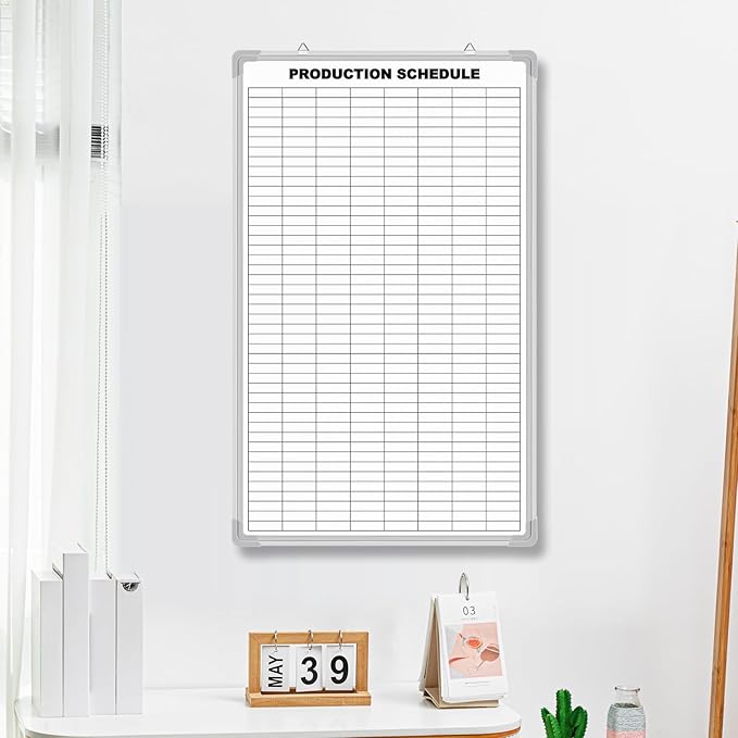 Lined Whiteboard Blank Grid Aluminum Frame Dry Erase Board Reusable Wall - Image 4