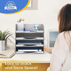4 Pack Stackable Paper Trays for Letter Documents, Desktop File Organizers for - Image 4