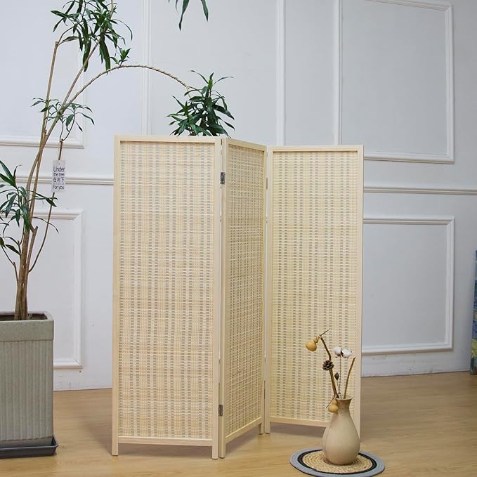 Furnnylane 3 Panel Short Room Divider Screen, Small Bamboo Panel Divider - Image 2