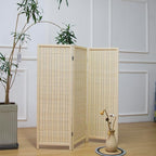 Furnnylane 3 Panel Short Room Divider Screen, Small Bamboo Panel Divider - Image 2