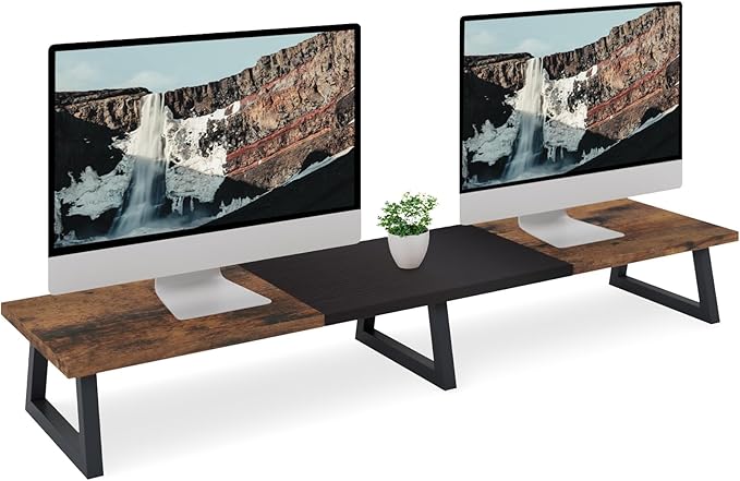TEAMIX 42 inch Large Dual Monitor Riser, Extra Long Monitor Stand Riser Wide TV by TEAMIX