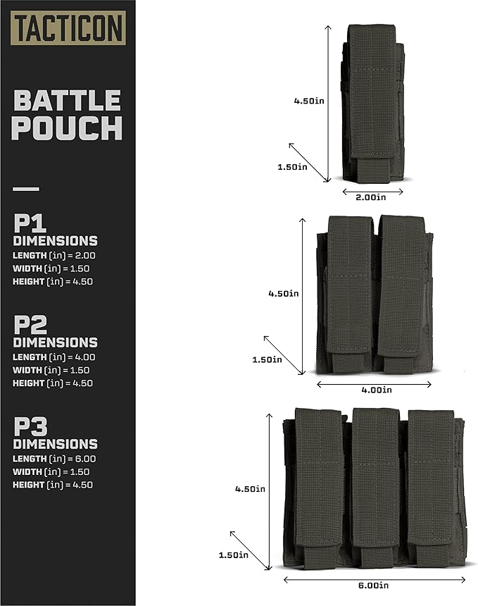 Tacticon P1 P2 P3 BattlePouch | Universal Pistol Mag Pouch | Combat Veteran - Image 2